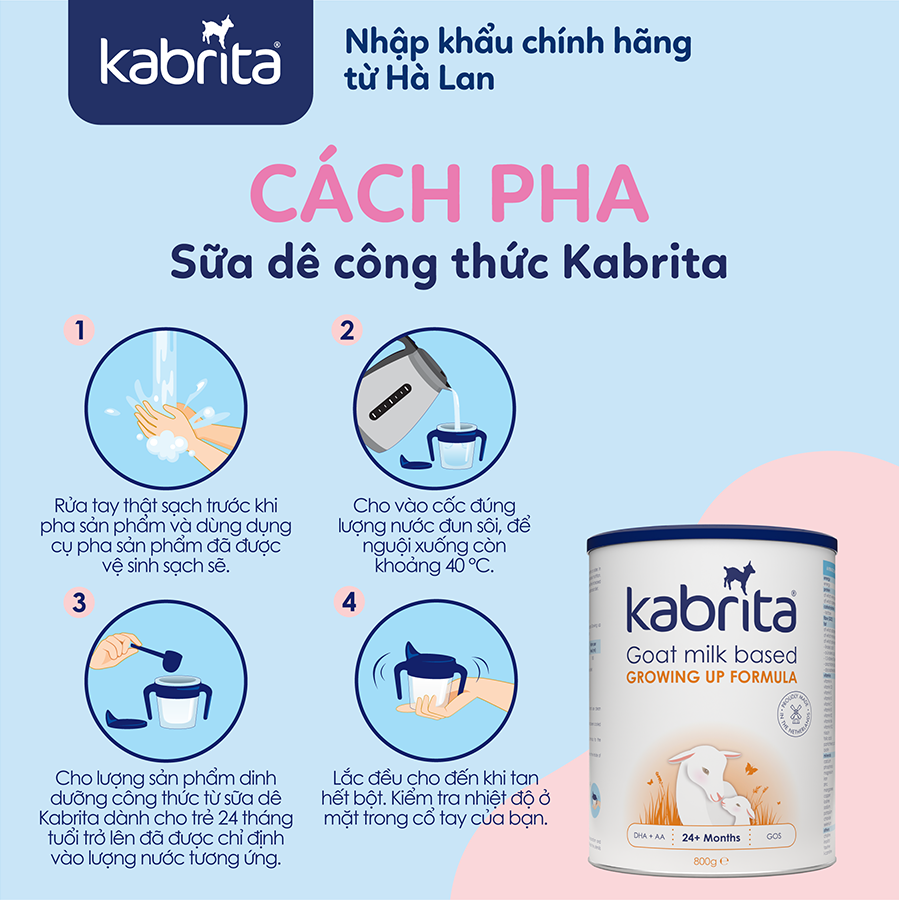 Cách Pha sữa Dê Kabrita
